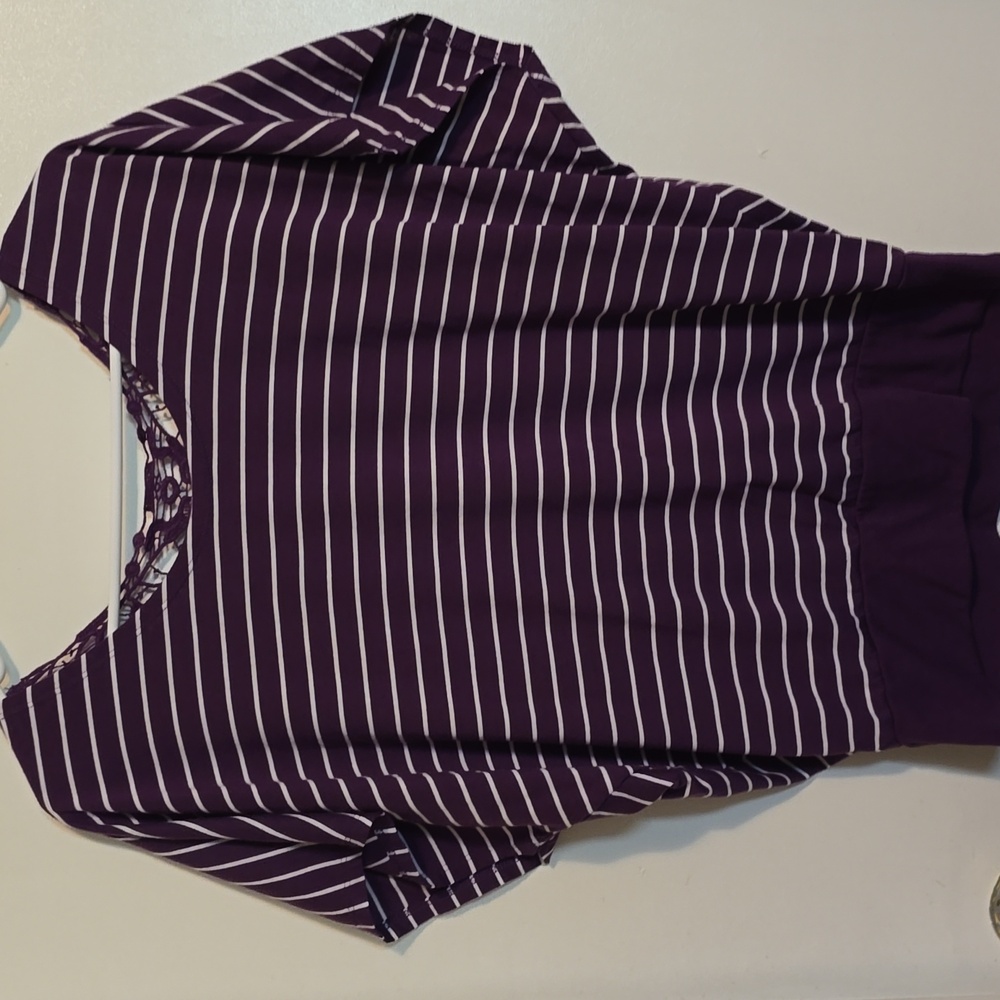 Purple and White Striped Top